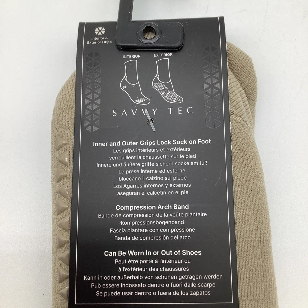 Tavi Tec Savvy Tec Ultimate Performance‎ Grip Socks Size Medium Shitake Tan New